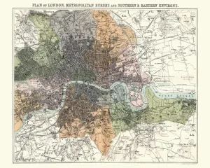 1880 Vintage London Map Print - Historical Maps