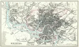 Vintage Bristol Street Map Print 1880 England
