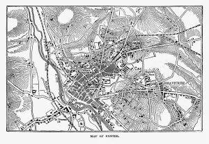 Prints of Very Rare, Beautifully Illustrated Antique Engraving of Map of Exeter in Devon, England Victorian Engraving, 1840. Source: Original edition from my own archives Exeter Prints: Victorian Exeter Map Print, 1840