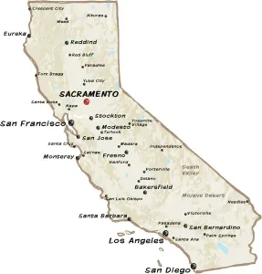 California Vector Map Print - Editable Adobe Illustrator 10