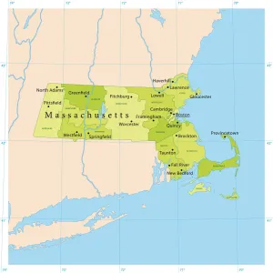 US State Maps For Print Prints: Massachusetts Vector Map