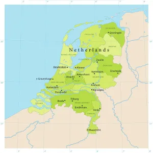 Netherlands Vector Map - Highly Detailed CMYK Print Ready