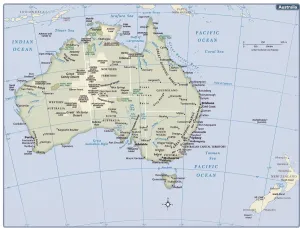 Australia Country Map Print 2011 Reference Edition