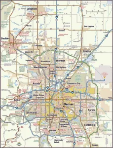 Denver, Colorado Area Map Print 2011 Reference Edition