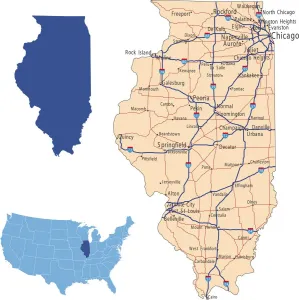 Reference Maps For Design Prints: Illinois road map