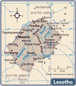 Reference Maps 2011 Prints: Lesotho country map