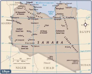 Africa Country Maps Prints: Libya country map
