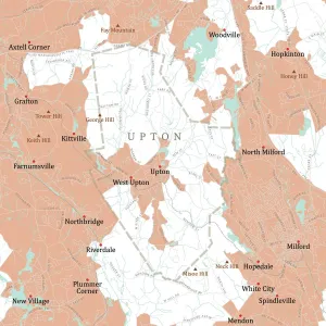 Vector City Maps USA Prints: MA Worcester Upton Vector Road Map