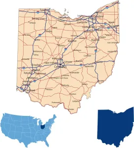 Map Illustrations For Sale Prints: Ohio road map
