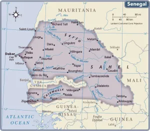 World Prints: Senegal Country Map Print 2011 Reference Edition