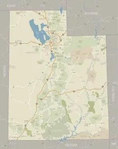Utah State Map Print with Cities and Landmarks