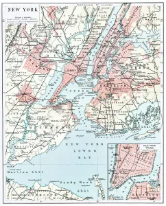 Prints of Ilustration of a Map of New York city 1896 Serbia Prints: 1896 New York City Map Print (USA Maps)