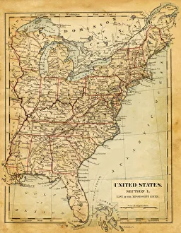 洋書 The united states in old maps and prints 1855 Map of the United States. Art Prints, Posters & Puzzles