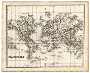 Images Dated 9th January 2012: map of the world 1842