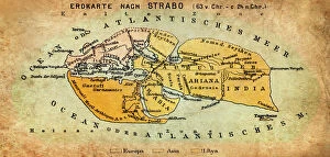 Atlantic Ocean Collection: Map of the world according to Strabo