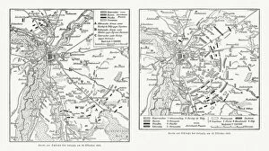 Images Dated 30th January 2019: Maps of Battle of Leipzig, Napolionic wars, 1813, published 1897