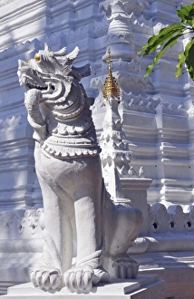 Marble lion, Wat Suan Dok, temple in Chiang Mai, Thailand, Asia, PublicGround Marble lion, Wat Suan Dok, temple in Chiang Mai, Thailand, Asia, PublicGround