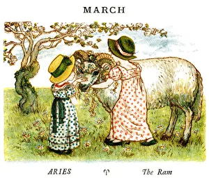 <b class=qtipBold><figcaption>March - Kate Greenaway, 1884</figcaption></b><br>From the Kate Greenaway Almanack for 1884, an illustration for the month of March. The Almanack for 1884 by Kate Greenaway was published by George Routledge & Sons of London and New York.<br><em>© Linda Steward</em> March - Kate Greenaway, 1884