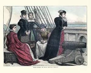 <b class=qtipBold><figcaption>Mary Queen of Scots leaving France</figcaption></b><br>Vintage engraving of Mary Queen of Scots leaving France. Mary, Queen of Scots, also known as Mary Stuart or Mary I, reigned over Scotland from 14 December 1542 to 24 July 1567. Mary, the only surviving legitimate child of King James V<br><em>© Copyright of Duncan P Walker</em> Mary Queen of Scots leaving France