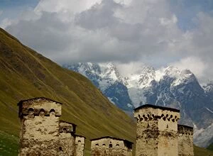 Caucasus Collection: Medieval towers in Ushguli, Svaneti, Georgia
