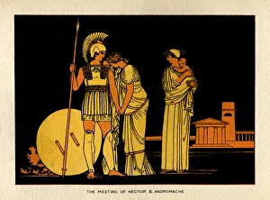<b class=qtipBold><figcaption>The meeting of Hector and Andromache</figcaption></b><br>The meeting of Hector and Andromache. From aStories From Homera by the Rev. Alfred J. Church, M.A.; illustrations from designs by John Flaxman. Published by Seeley, Jackson & Halliday, London, 1878.<br><em>© Linda Steward</em> The meeting of Hector and Andromache