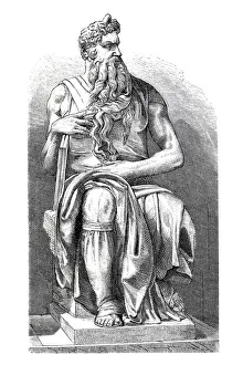 Michelangelo, Ten Commandments, Illustration and Painting, Prophet, Moses Michelangelo, Ten Commandments, Illustration and Painting, Prophet, Moses