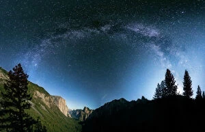 Milky Way Collection: The Milky Way over El Capitan and Half Dome Mountain from Tunnel VIew, Yosemite National Park