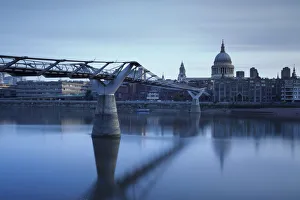 Millenium Bridge, River Thames and St Pauls Cathedral, London, England, United Kingdom Millenium Bridge, River Thames and St Pauls Cathedral, London, England, United Kingdom