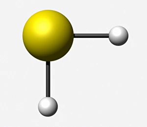 Molecular model of Hydrogen Sulphide, digital illustration Molecular model of Hydrogen Sulphide, digital illustration