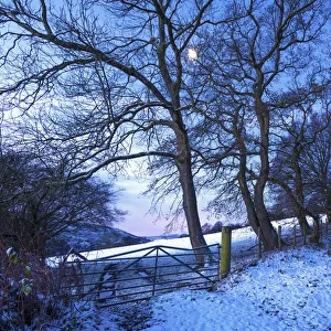 Moonlight on snow covered fields at Cwmyoy near Abergavenny in the Black Mountains Moonlight on snow covered fields at Cwmyoy near Abergavenny in the Black Mountains