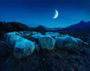 Frosty Collection: Moonrise Over Sligachan Isle of Skye Scotland