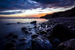 Morning atmosphere at the Baltic Sea, surf washing around rocks, Timmendorfer Strand Morning atmosphere at the Baltic Sea, surf washing around rocks, Timmendorfer Strand