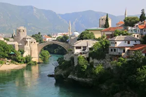 Mostar old town with the Old Bridge over the Neretva river, Bosnia and Herzegovina Mostar old town with the Old Bridge over the Neretva river, Bosnia and Herzegovina
