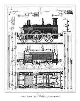 Motive Power; Construction of Inclined Planes Engraving Antique Illustration, Published Motive Power; Construction of Inclined Planes Engraving Antique Illustration, Published