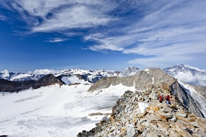 Mountaineers during the descent from Mt Hoher Angelus, Ortler range, mountains Ortler Mountaineers during the descent from Mt Hoher Angelus, Ortler range, mountains Ortler