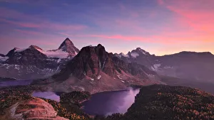 <b class=qtipBold><figcaption>Mt. Assiniboine at Sunset</figcaption></b><br>During our 4-day trip in Mount Assiniboine Provincial Park, we went to Nub Peak 3 times. This was our first and also most beautiful view from Nub Peak.<br><em>© Mengzhonghua 2012</em> Mt. Assiniboine at Sunset