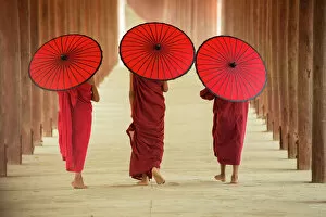 Burma Collection: Myanmar Three novice monks together