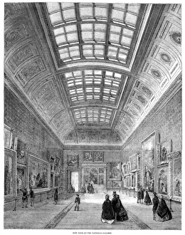 <b class=qtipBold><figcaption>National Art Gallery London</figcaption></b><br>'Vintage engraving from 1861 showing the new room at the National Art Gallery, London, England' National Art Gallery London