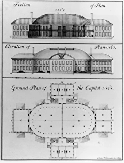 <b class=qtipBold><figcaption>Nations Capitol Building</figcaption></b><br>Design for the Nations Capitol Building, by Charles Wintersmith, in Washington DC, USA, 1792. (Photo by Fotosearch/Getty Images).<br><em>© 2010 Getty Images</em> Nations Capitol Building