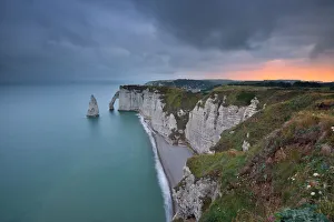 nature landscape in the sunset in Etretat, France in beautiful summer day nature landscape in the sunset in Etretat, France in beautiful summer day