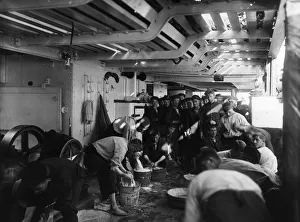 <b class=qtipBold><figcaption>Naval Wash Day</figcaption></b><br>circa 1900: Sailors on board a ship do their washing in some buckets. (Photo by Reinhold Thiele/Thiele/Getty Images) Naval Wash Day