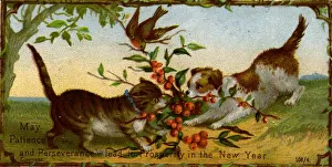 <b class=qtipBold><figcaption>New Year's Wishes</figcaption></b><br>circa 1885: A greetings card wishing the recipient prosperity in the New Year. (Photo by Hulton Archive/Getty Images) New Year's Wishes