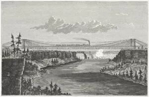 Images Dated 27th May 2013: Niagara Falls Suspension Bridge, built 1851-1855, wood engraving, published 1872
