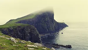 Niest Point on Isle of Skye in heavy mist artistic conversion - Scotland Europe Niest Point on Isle of Skye in heavy mist artistic conversion - Scotland Europe