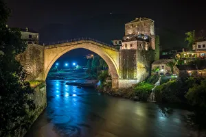 Night view of the Old Bridge in Mostar, Bosnia Night view of the Old Bridge in Mostar, Bosnia