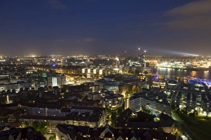 Night view overlooking the Elbe Philharmonic Hall, HafenCity and Speicherstadt, Hamburg Night view overlooking the Elbe Philharmonic Hall, HafenCity and Speicherstadt, Hamburg