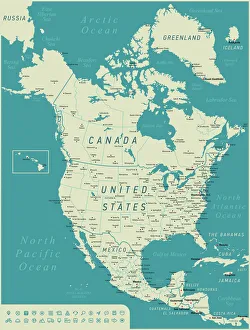 Maps Gallery: North America Map with navigation icons