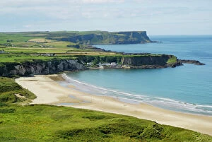 Scenic Gallery: Northern Irish coastline with wide sandy beaches in Ballycastle, County Antrim, Northern Ireland