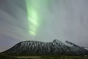 Lighting Technique Gallery: Northern lights, aurora borealis, during an overcast sky, Lofoten, Norway