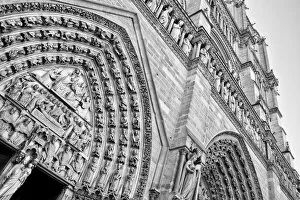 Notre Dame Cathedral, Paris Gallery: Notre Dame de Paris Facade in Black and White